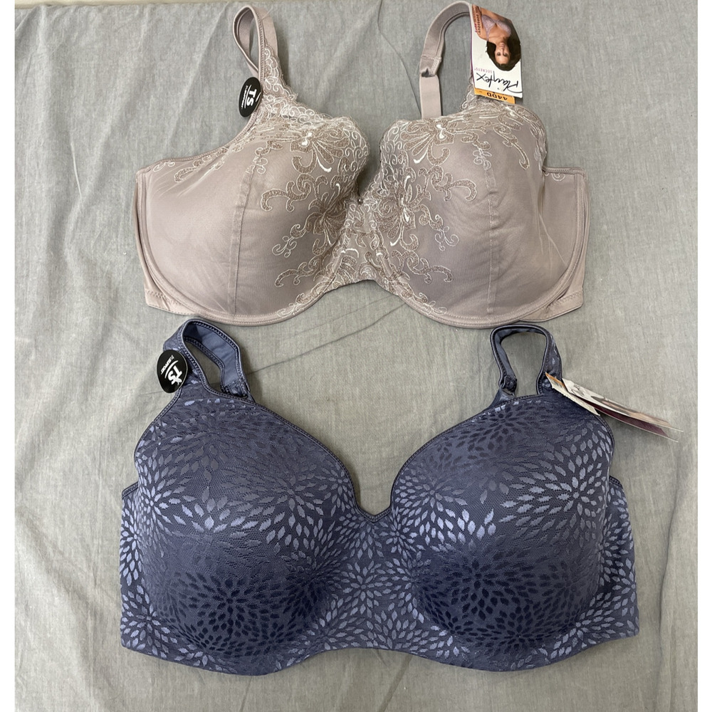 NWT Playtex Secrets 4513 Steel & 4823 Blue Underwire Bra TruSupprt 44DD FS Chrty